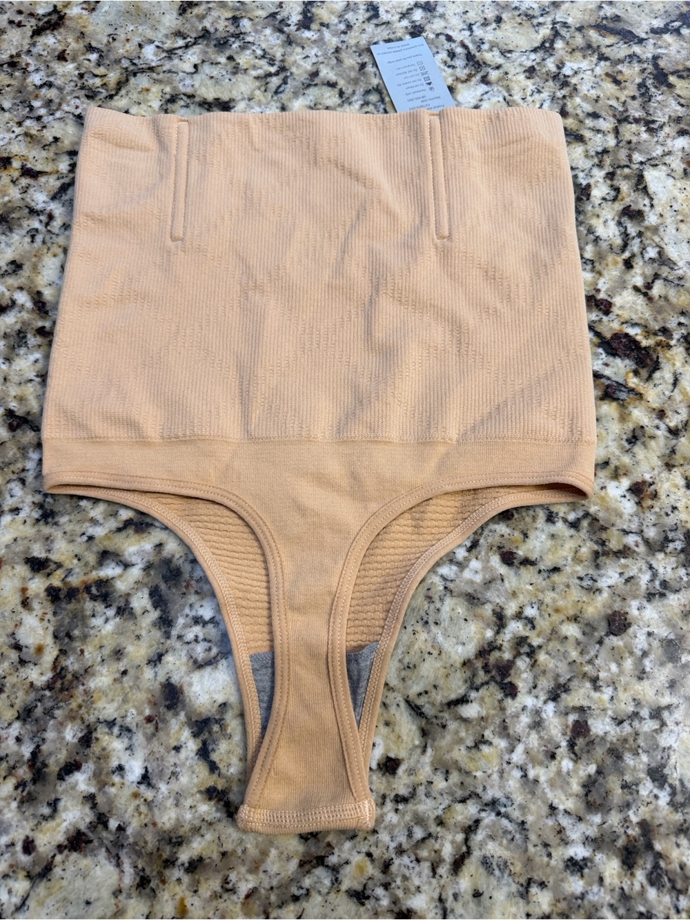 High-Waist Shaping Thong Shorts — Nude